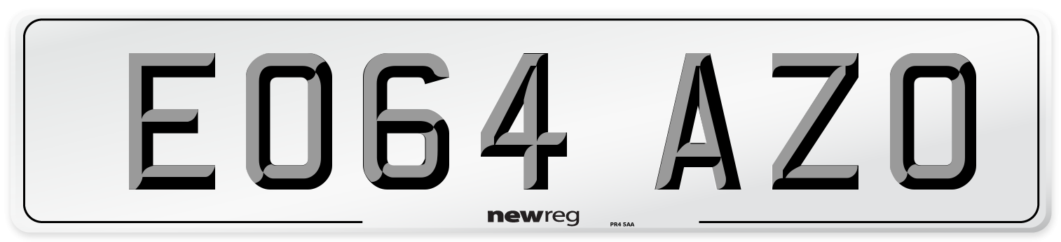 EO64 AZO Number Plate from New Reg